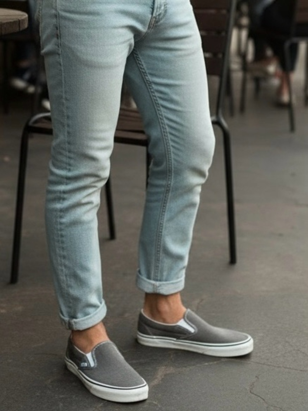 Vans Classic Slip-On shoes in a charcoal grey color
